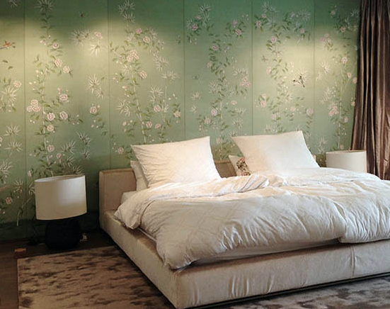 beautiful details spring bamboo garden silk wallcoverings on terra verde background