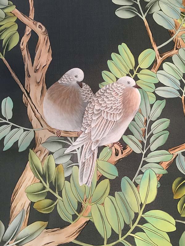 bird details silk wallpaper suitable for dining room