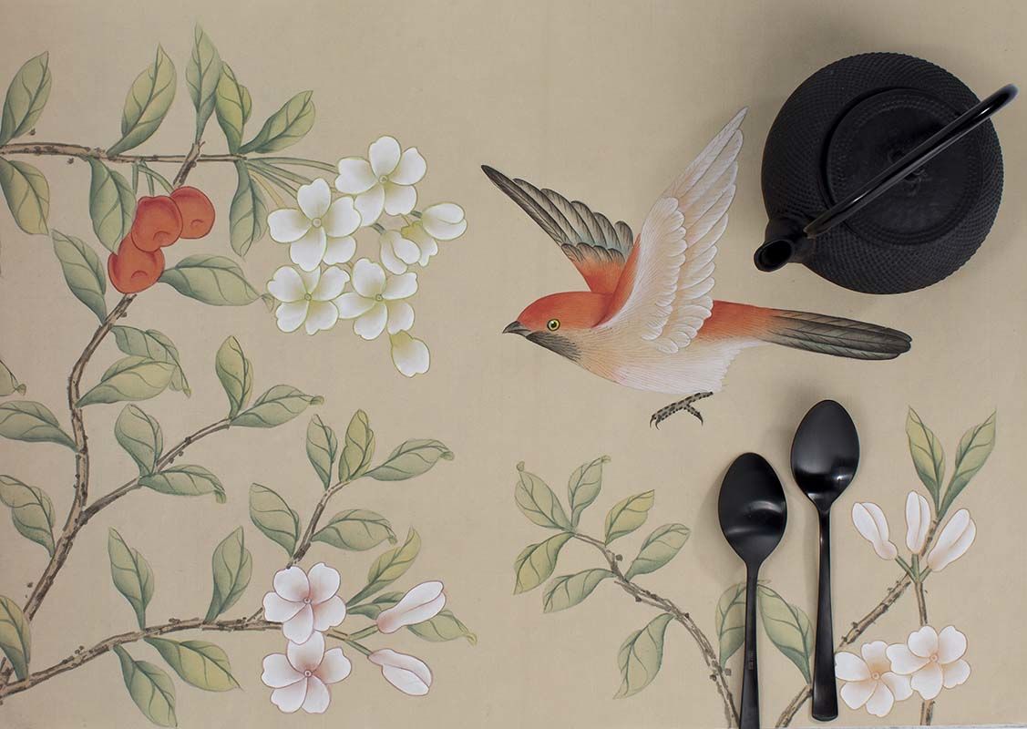 beautiful cherry garden silk wallpaper for bedroom and living room