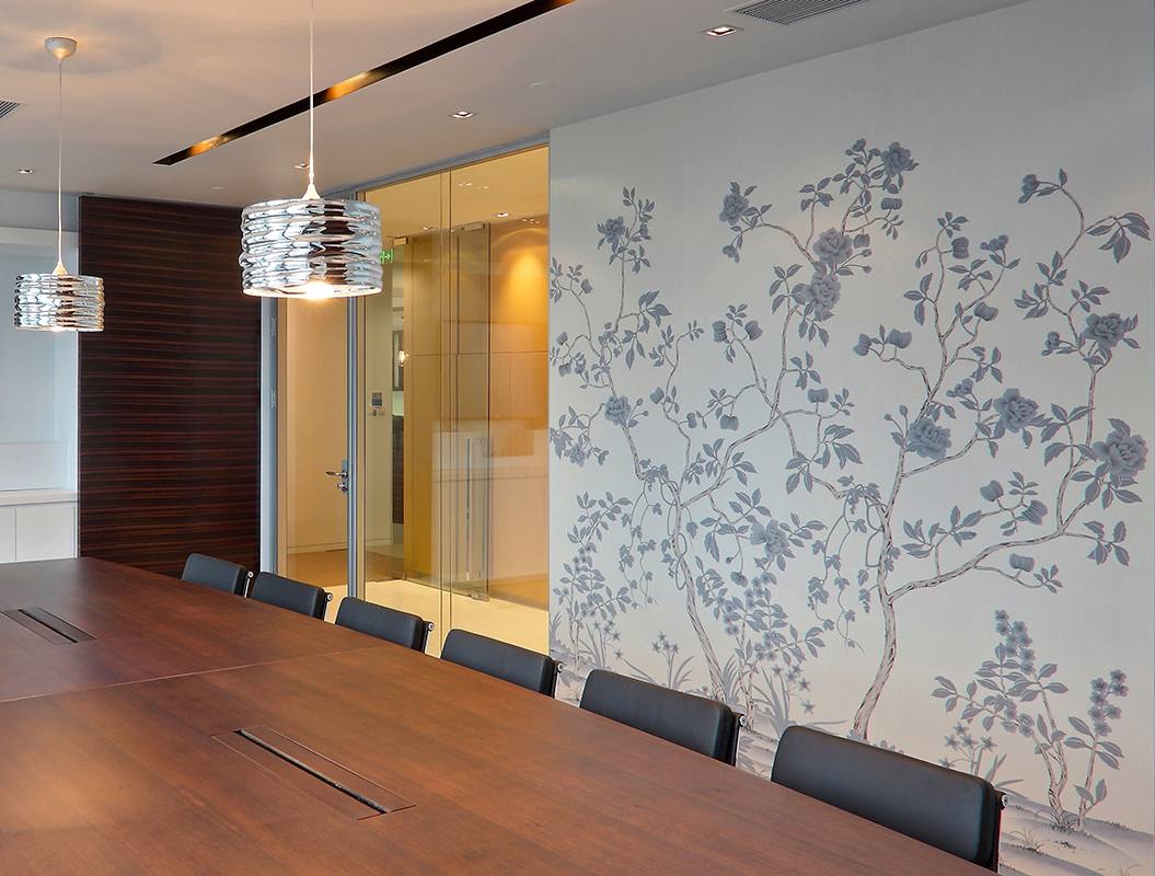 chinoi serie wallcovering suitable for office and meeting room with white back ground and custom design