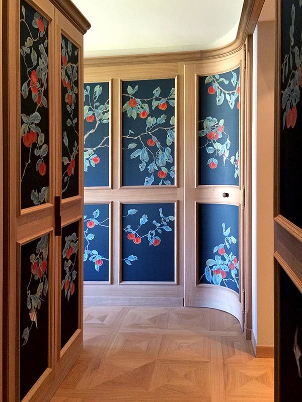 beautiful hall at homes with silk wallcoverings japanese style