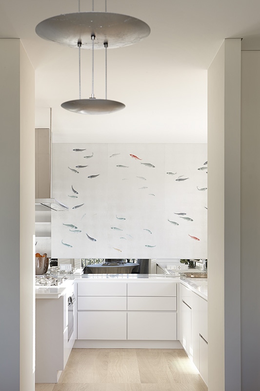 fish wallcoverings on metallic wallpaper for kitchen with waterresistant treatment