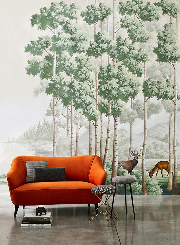 Amber route wallcoverings photograph by Davide Lovatti depict a picture of natural element and animal such a deer