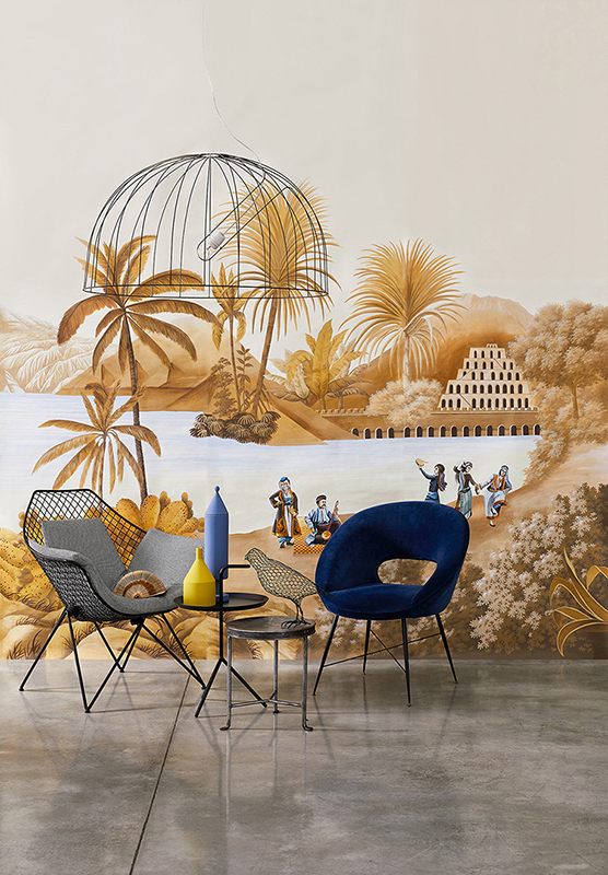 The famous incense route hand painted silk wallcoverings for living room photo by davide lovatti