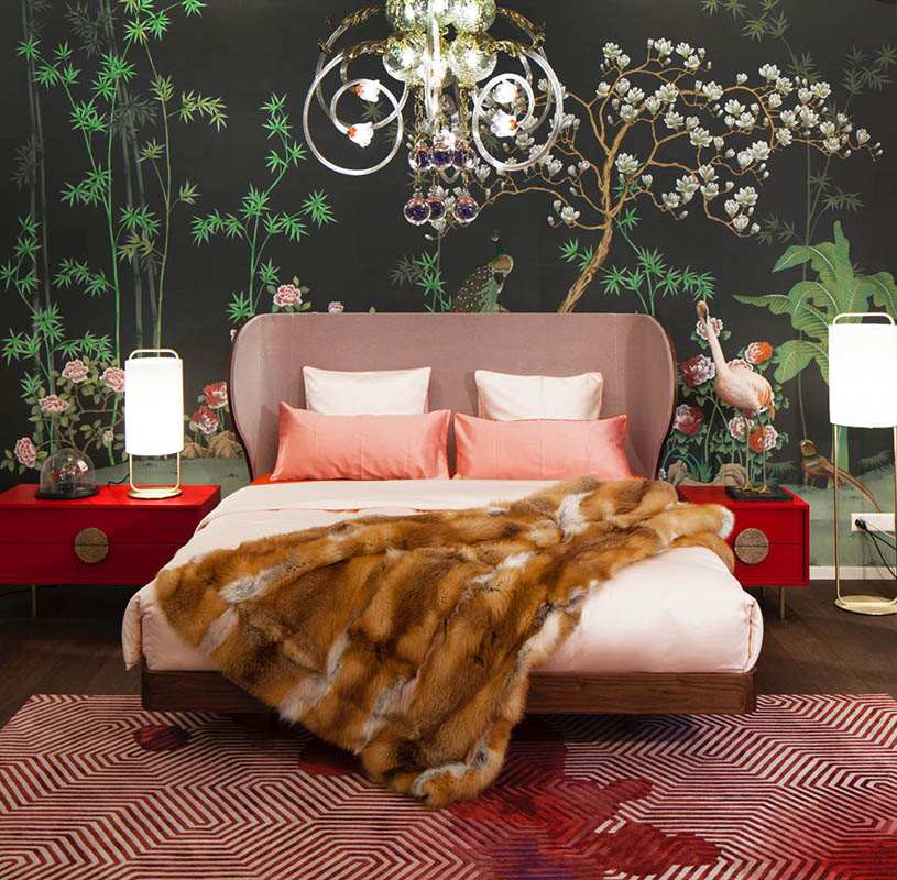 Oriental design wallcoverings with custom design suitable for bedroom or living room