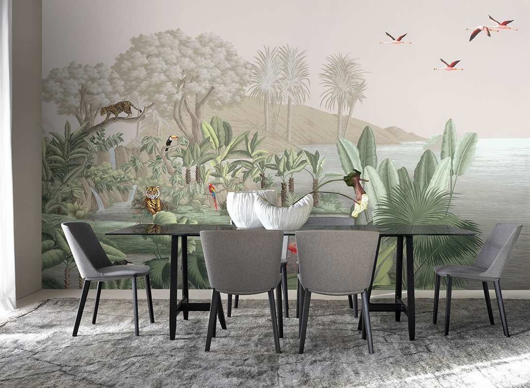 monochrome wallcoverings for driade with safari design from tour des voyages collection for living room 