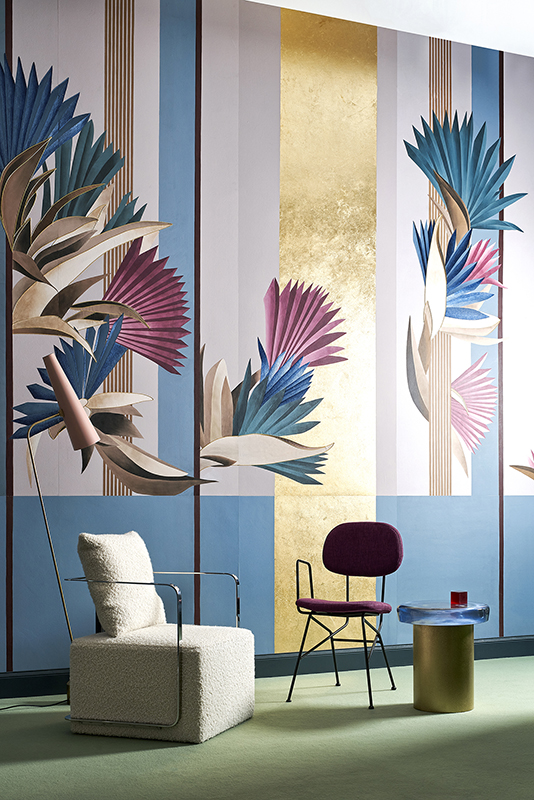 Vegetation wallpaper for bedroom design by Cristina Celestino on silk wallcoverings