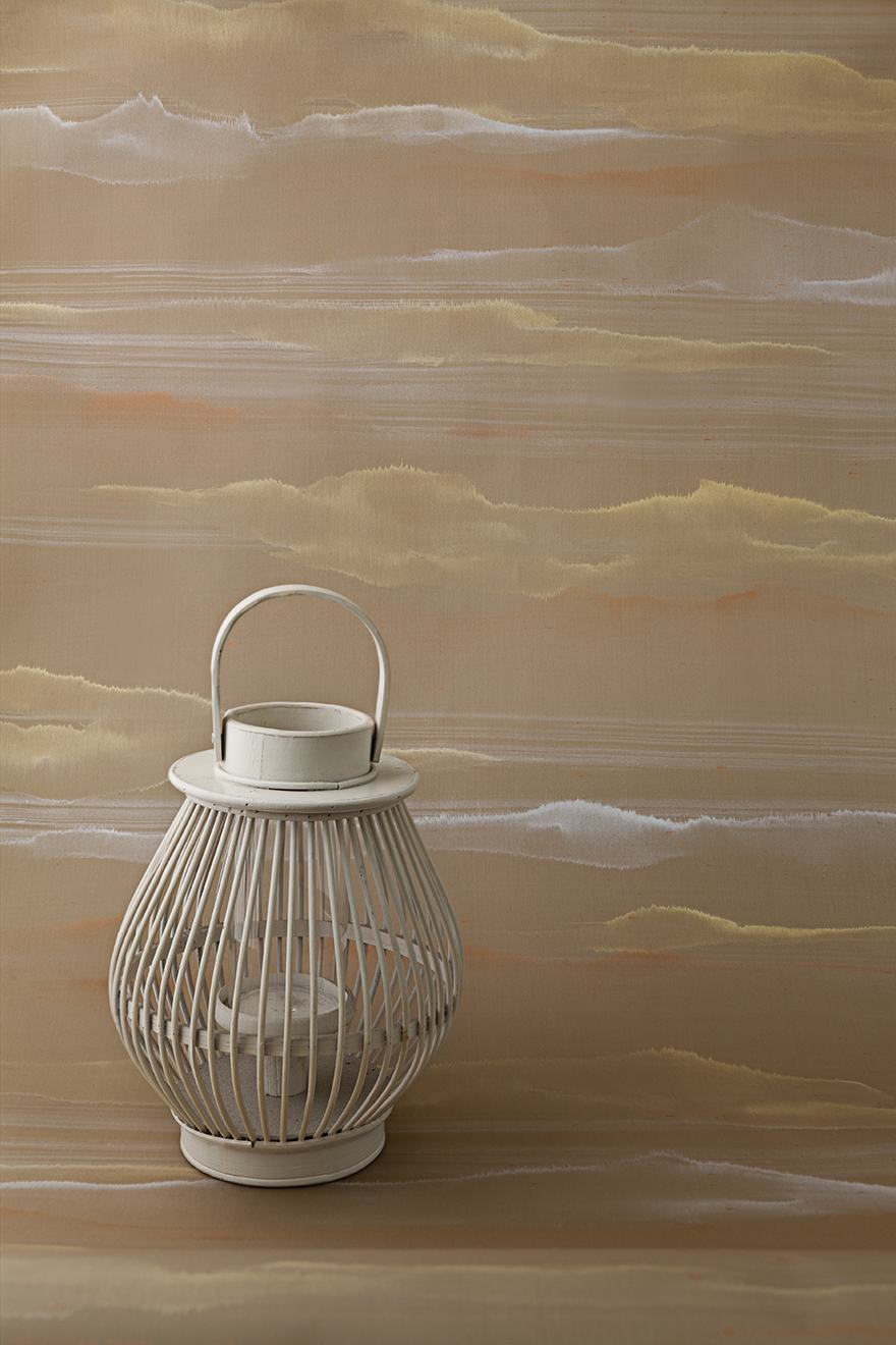 Japanse style stripes wallcoverings for living room with gold and silver powder